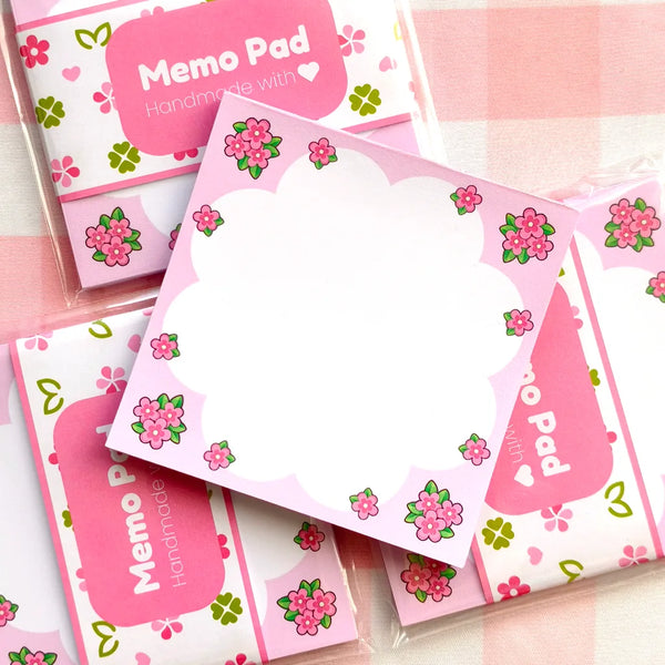 Pink Flowers Memo Pad