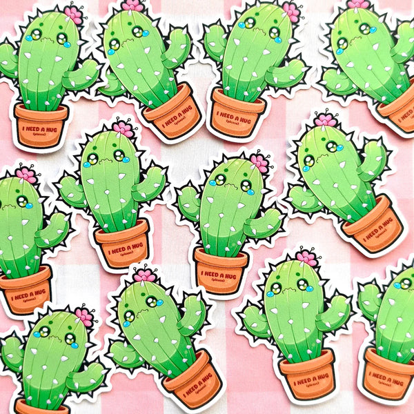 I Need a Hug Cactus sticker