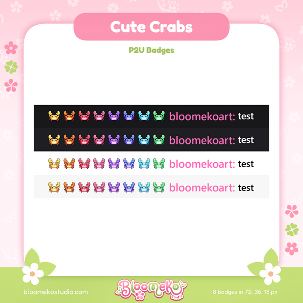 8 Cute Crabs Badges for Twitch | Sea Creatures| Sub & Bit Badges