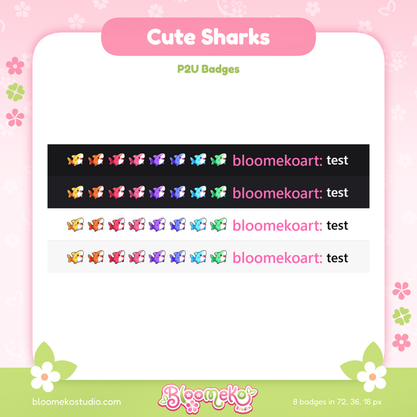 8 Cute Sharks Badges for Twitch | Sea Creatures| Sub & Bit Badges
