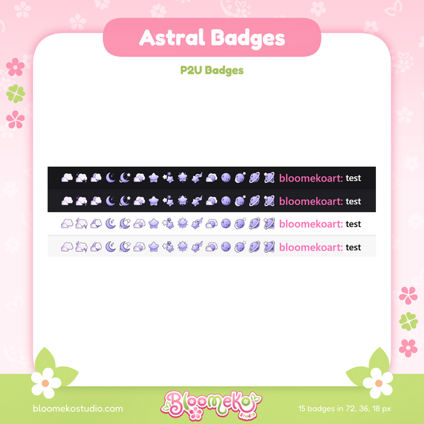 15 Astral Badges for Twitch (purple) | Cosmic | Celestial | Stars | Cute Sub & Bit Badges