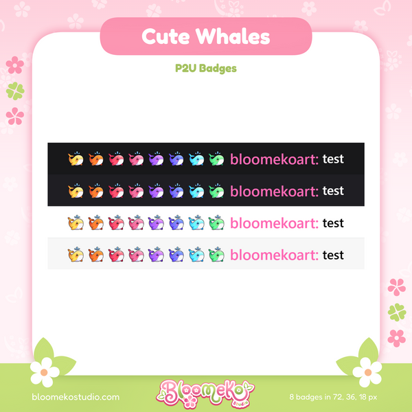 8 Cute Whales Badges for Twitch | Sea Creatures| Sub & Bit Badges