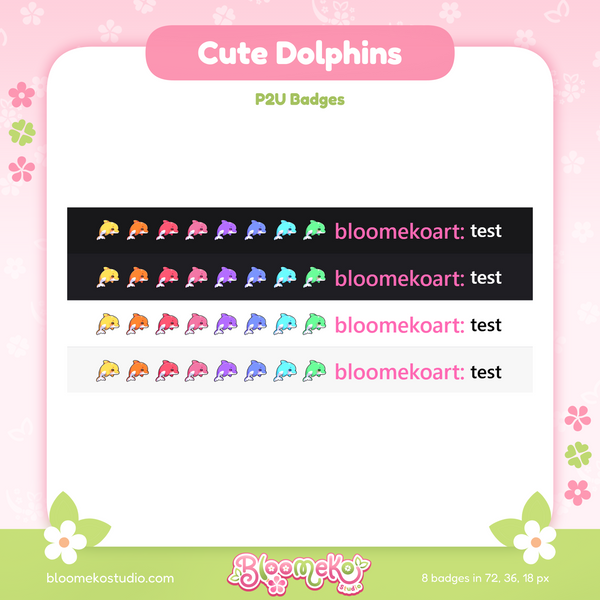 8 Cute Dolphins Badges for Twitch | Sea Creatures| Sub & Bit Badges
