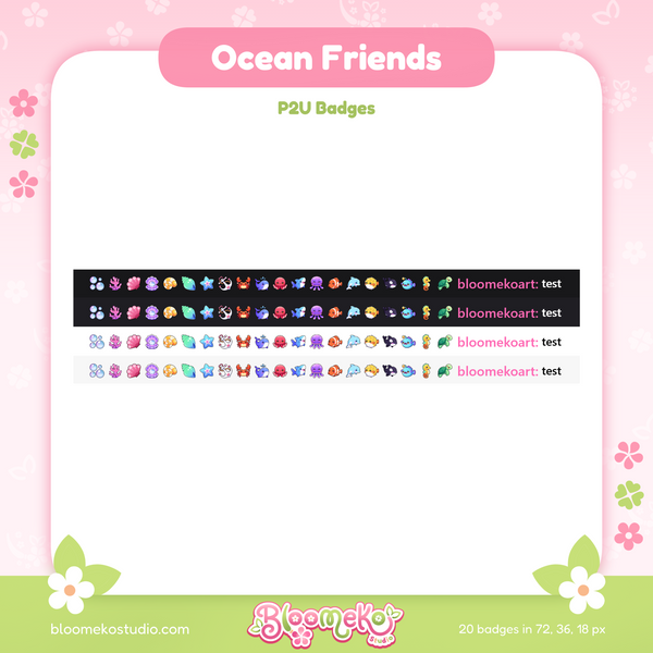 20 Ocean Badges for Twitch | Sea Creatures | Cute Animals | Sub & Bit Badges