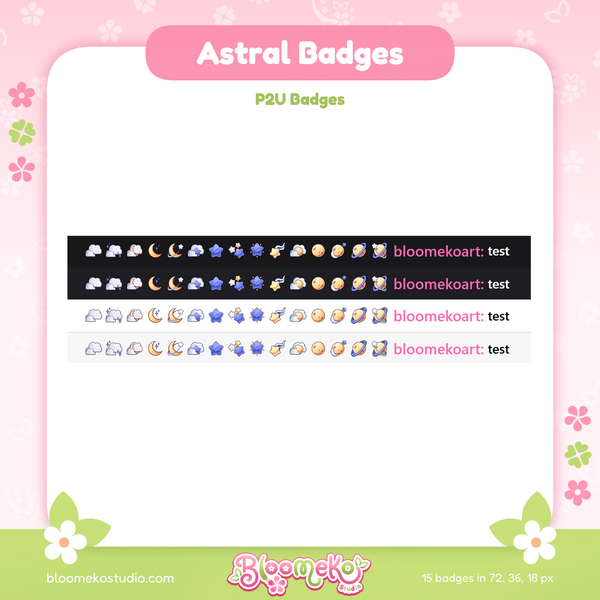 15 Astral Badges for Twitch (blue and yellow) | Cosmic | Celestial | Stars | Cute Sub & Bit Badges