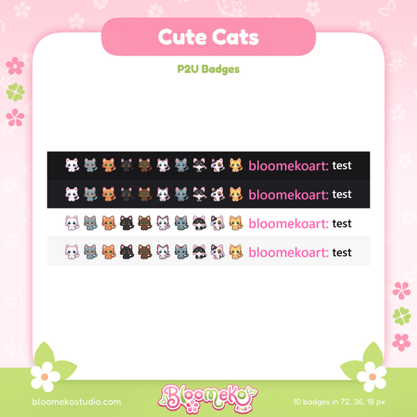 8 Cute Cats Badges for Twitch | Cute Sub & Bit Badges