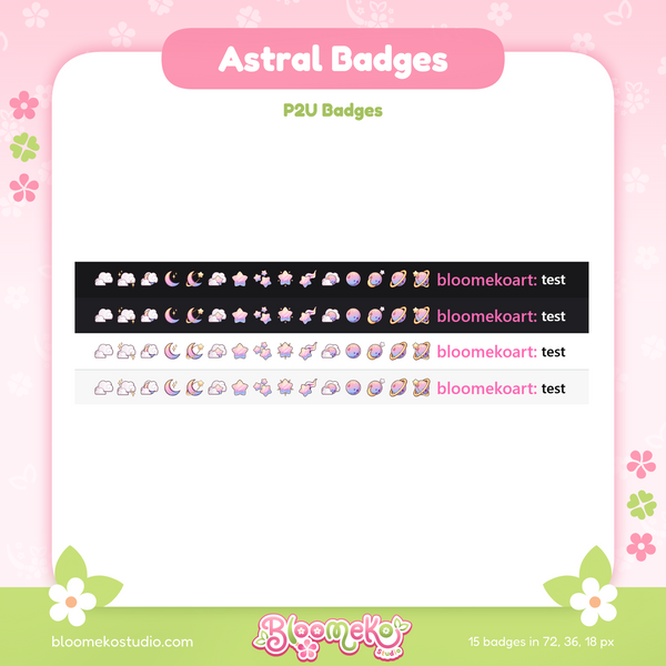 15 Astral Badges for Twitch (rainbow) | Cosmic | Celestial | Stars | Cute Sub & Bit Badges