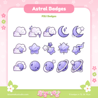 15 Astral Badges for Twitch (purple) | Cosmic | Celestial | Stars | Cute Sub & Bit Badges