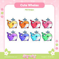 8 Cute Whales Badges for Twitch | Sea Creatures| Sub & Bit Badges